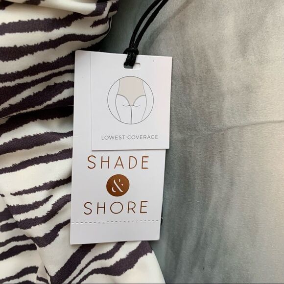 NWT New SHADE & SHORE Animal Print Zebra Monokini Brown Tan Swimsuit M 8 10 - Picture 4 of 6